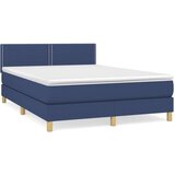  Box spring postelja z vzmetnico modra 140x200 cm blago | Shoptok.si