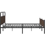 Metalni Kovinski posteljni okvir brez vzmetnice rjavi hrast 183x213 cm, (21611798) | Shoptok.si