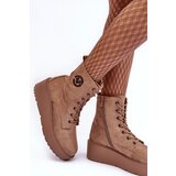 VINCEZA Suede Boots on Massive Platform Wedge Heel Beige Lavica | ePonuda.com