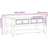  Stolić za kavu s ladicama Corona 100 x 48 x 45 cm od borovine | shoptok.hr