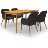  5-dijelni vrtni blagovaonski set crni | shoptok.hr