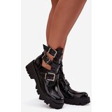 Boto Lacquered Women's Boots with Straps and Silver Clamps Black Helisse | Shoptok.si