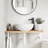  Zidna polica za umivaonik od čelika i masivnog bagremovog drva Smeđa 100 x 40 x 2 cm | Shoptok.si