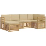  Set vanjskih sofa 6 pcs Bijela i bež Poliester | shoptok.hr