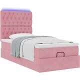 vidaXL Otomanski posteljni okvir z vzmetnicami roza 90x200cm žamet | Shoptok.si