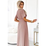 numoco basic Long dress with a pleated neckline and Numoco ties | Shoptok.si