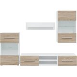 TV jedinice od 5 dijelova s LED rasvjetom od drva sonoma hrast | Eponuda.com