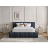 Bobochic Paris Temno modra oblazinjena zakonska postelja s prostorom za shranjevanje z letvenim dnom 140x190 cm Denali – | Shoptok.si