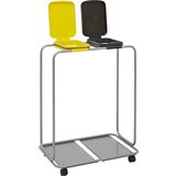eurokraft basic Držalo za vreče za smeti, za prostornino do 2 x 120 l, pomično ogrodje, pokrov rumen in črn | Shoptok.si