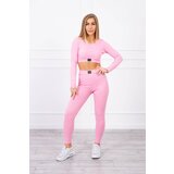 Kesi Striped top set with a blouse in light pink color | shoptok.hr