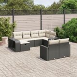 vidaXL 10-dijelni set vrtnih sofa s jastucima crni od poliratana | shoptok.hr