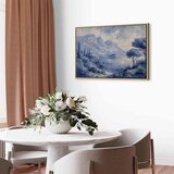  Slika - Blue Bay - Italian landscape of Lake Como painted with blue ink 60x40 U prirodnom drvenom okviru | shoptok.hr