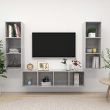  3-dijelni set TV ormarića siva boja betona konstruirano drvo Cijene