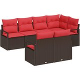  Sjedeća garnitura za vrt 7 kom. Smeđa i crvena poliratan 232 x 122 x 85 cm | shoptok.hr