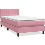 Box spring postelja z vzmetnico roza 90x220 cm žamet, (21792480) | Shoptok.si