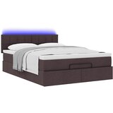  Otomanski krevet s madracem i LED tamnosmeđi 140x190 cm tkanine | Eponuda.com