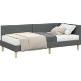  Kotni okvir postelje z matrico Drugo 2 pcs Siva blago, (5000123299) | Shoptok.si
