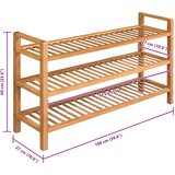  Stalak za obuću s 3 police 100x27x60 cm od masivne hrastovine | shoptok.hr