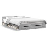 vidaXL Posteljni okvir s predali siva sonoma 140x190 cm inženirski les | Shoptok.si