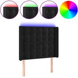  LED uzglavlje crno 83x16x118/128 cm baršunasto | Shoptok.si