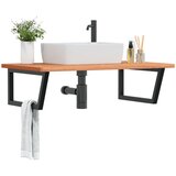  The Living Store Stenska polica za umivalnik jeklo in trdna bukovina - Polica Za Umivalnik, (21486193) | Shoptok.si
