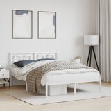  Metalni okvir za krevet s uzglavljem bijeli 135x190 cm | shoptok.hr