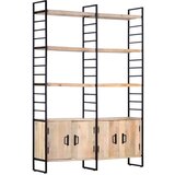 vidaXL Knjižna omara 4-nadstropna 124x30x180 cm trden mangov les Cene