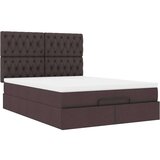  Otomanska postelja z vzmetnico & LEDs rjav 140x190 cm blago, (22011799) | Shoptok.si