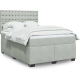  Krevet s oprugama i madracem svjetlosivi 140x190 cm baršunasti | shoptok.hr