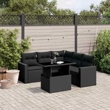  6-dijelni set vrtnih sofa s jastucima crni od poliratana Crna 100 x 55 x 73 cm | Shoptok.si
