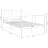  Okvir za krevet bijeli metalni 120 x 200 cm | shoptok.hr