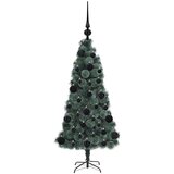 vidaXL Umjetna predsvetljena božićna jelka s kompletom kroglica 120 cm | Shoptok.si