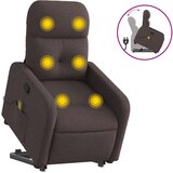 vidaXL Masažni naslanjač s funkcijo vstajanja temno rjavo blago, (20921834) | Shoptok.si