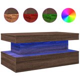  Stolić za kavu s LED svjetlima smeđa boja hrasta 90x50x40 cm | shoptok.hr