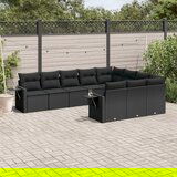 vidaXL 10-dijelni set vrtnih sofa s jastucima crni od poliratana | shoptok.hr