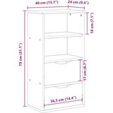  Bočni ormarić s ladicama ODDA bijeli 40x24x79 cm puno drvo bor | shoptok.hr