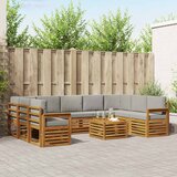  Setovi sofa 10 pcs Prirodna i svijetlo siva Čvrsto drvo akacije | Eponuda.com