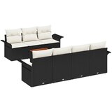  Set vrtnog namještaja od 8 komada s jastucima crni poli ratan akacija 2-sjedalna vrtna sofa s odlaganjem i jastucima crni poli | shoptok.hr