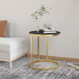 vidaXL Bočni stolić zlatno-crni 45 cm od kaljenog stakla | shoptok.hr
