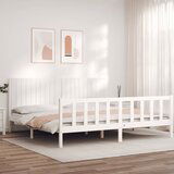 Maison Chic Posteljni okvir - Dvoposteljna postelja - Zakonska postelja brez vzmetnice bel 200x200 cm trdna borovina-J3689, (21767648) | Shoptok.si