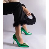  Green patent stilettos adorned with rhinestones Almana | ePonuda.com