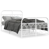 vidaXL Kovinski posteljni okvir z vzglavjem in vznožjem bel 120x190 cm | Shoptok.si