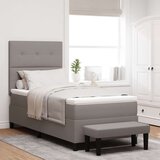  Postelja s škatlastim vzmetenjem z vzmetnico in klopjo taupe 100x200 cm tkanina, (22083127) Cene