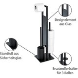 Wenko 3v1 set inox stekleno stojalo in držalo za WC papir in ščetko | Shoptok.si