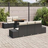  6-delni set vrtne sedežne garniture s blazinami Črni poli ratan, (22092785) | Shoptok.si