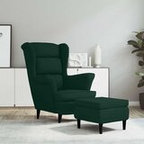  Fotelja s krilnim naslonom i tabureom tamnozelena baršunasta | shoptok.hr