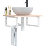  Zidna polica za umivaonik od čelika i masivne hrastovine Smeđa 60 x 50 x 2 cm | shoptok.hr