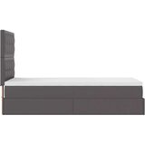 vidaXL Otomanski posteljni okvir z vzmetnico siv 90x200 cm um. usnje | Shoptok.si
