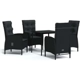  5-dijelni vrtni blagovaonski set s jastucima crni | shoptok.hr