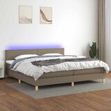  Krevet box spring s madracem LED smeđesivi 200x200 cm tkanina | shoptok.hr
